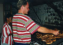 Bernice Spencer and Mikael Olsson at the barbeque