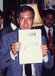 Joe with a printout from www.sthelena.se-pages